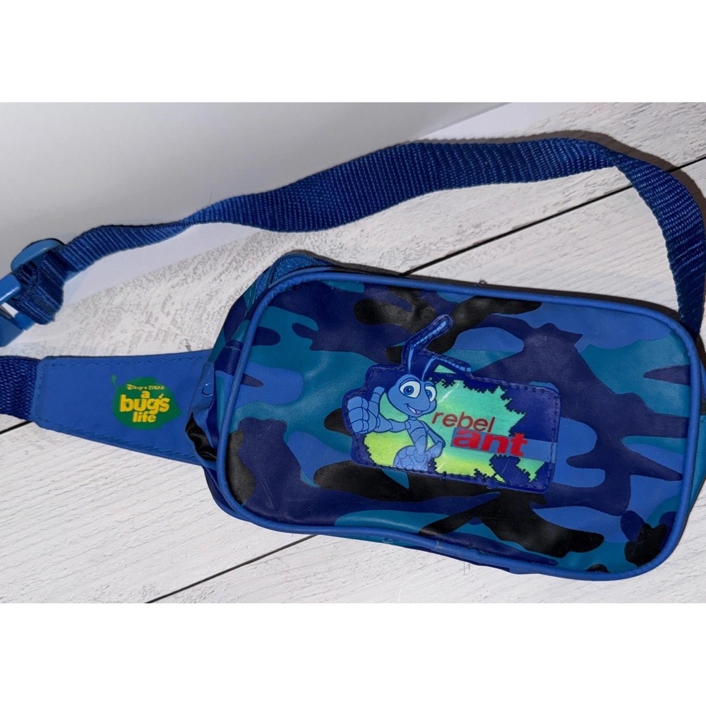 VTG A Bug's Life Kids Fanny Pack REBEL ANT! Blue Camo